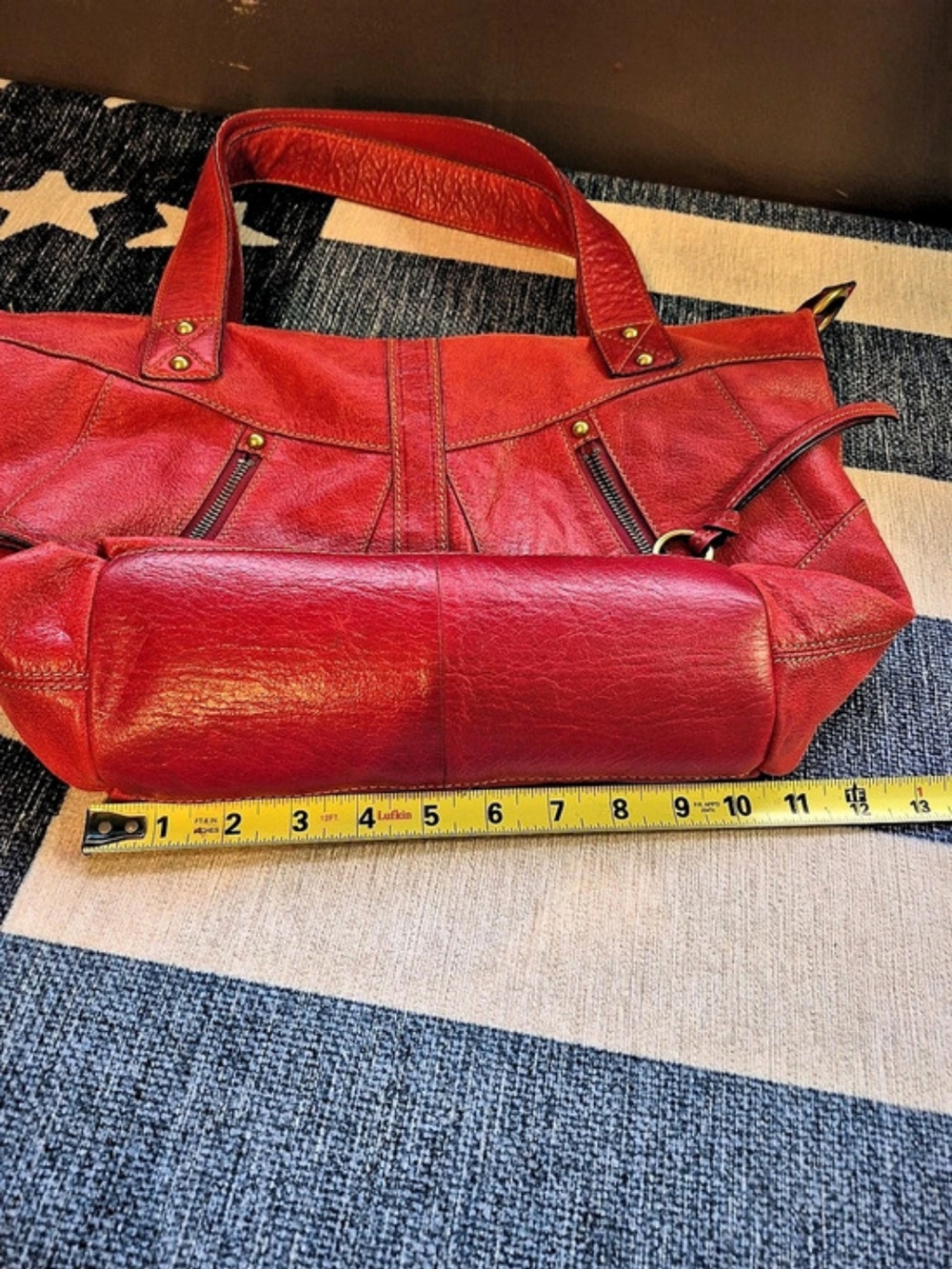 Fossil Pebbled Leather Tote in Red - Picture 8 of 16